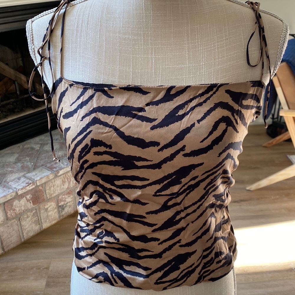 Reformation silk leopard tie tank top 8